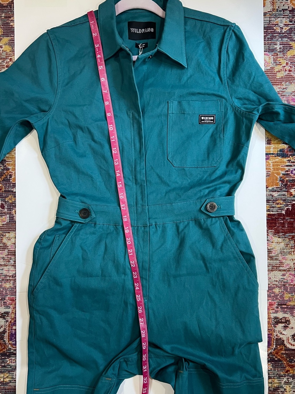 Wildfang the Essential Teal Utility Long Sleeve Jumpsuit Coveralls - Picture 15 of 16